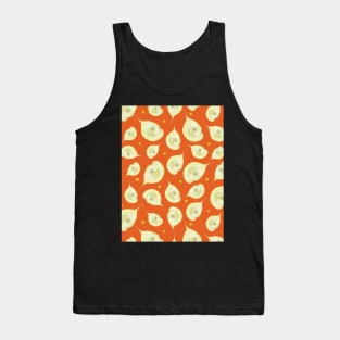 Delicate Flower Pattern Orange Background Tank Top